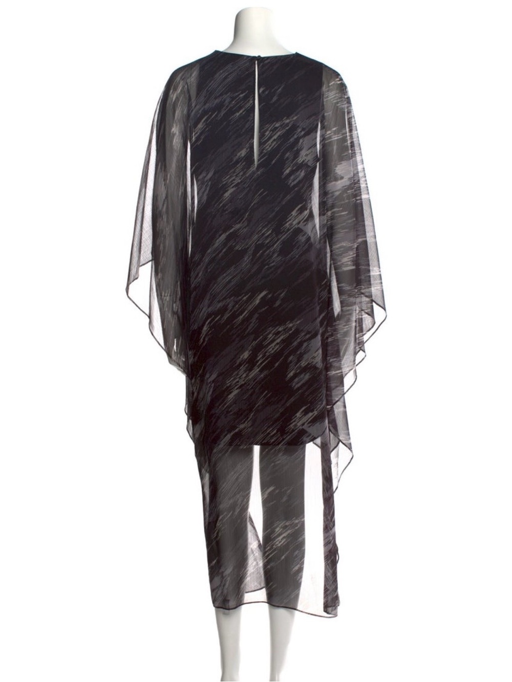 Halston Heritage Black Sheer Asymmetrical Overlay Dress - Picture 2 of 3